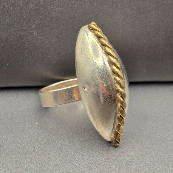 VTG Taxco Sterling Silver Marquise Dome Ring Size 6 TM-156 Rope Accent 8.04g - Picture 3 of 14